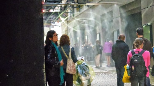 The light reflects and is highlighted by the mist curtain. Photo by Barbara K. Iverson