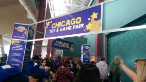 Chicago Toy and Game Fair banner on opening morning